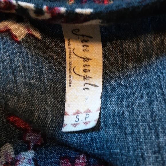 Free People Anthropologie Electric Orchard Tunic Mini Trapeze Swing Teal Dress S - Picture 7 of 15